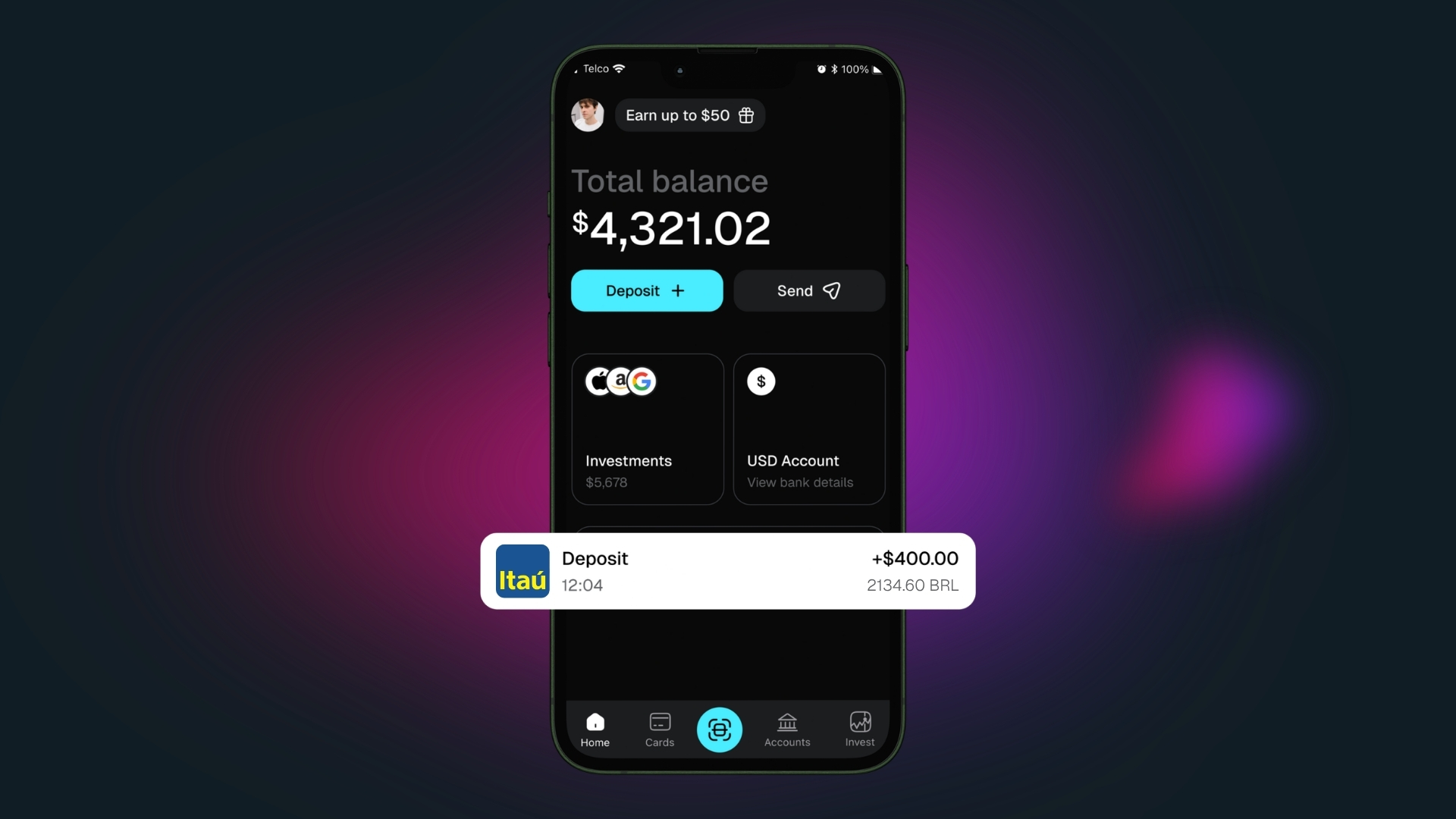 Transforma tus ingresos del exterior en las compras del mes en menos de 5 minutos