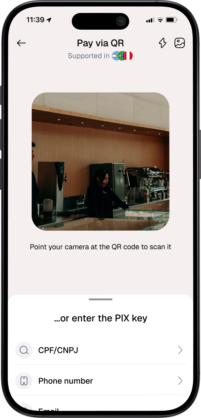 Pantalla de QR para pagar con Pix